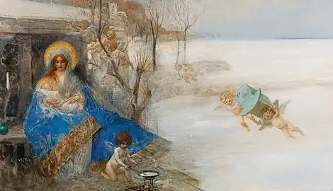 Madonna and Child surrounded by angels