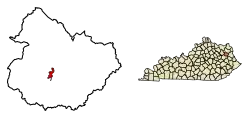 Location of Sandy Hook in Elliott County, Kentucky.