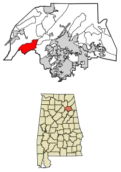 Location of Gallant in Etowah County, Alabama.