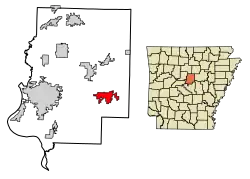 Location of Vilonia in Faulkner County, Arkansas.