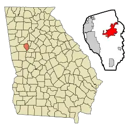 Location in Fayette County and the state of Georgia