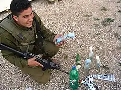 Palestinian Molotov cocktails confiscated by Israel Defense Forces
