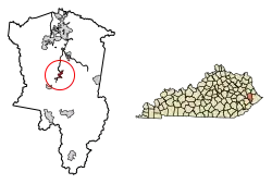 Location of Martin in Floyd County, Kentucky.