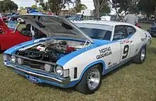 A race replica of the Ford XA Falcon GT Hardtop in which Allan Moffat and Ian Geoghegan won the 1973 Hardie-Ferodo 1000 at Bathurst