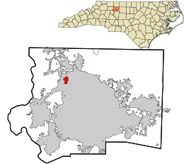 Location in Forsyth County and the state of North Carolina