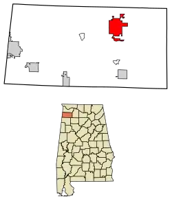 Location of Russellville in Franklin County, Alabama.