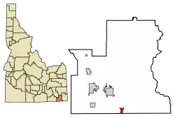 Location of Franklin in Franklin County, Idaho