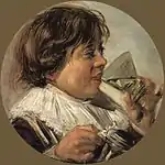 Boy with a glass and a pewter jug