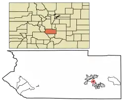 Location of the Town of Brookside in Fremont County, Colorado.