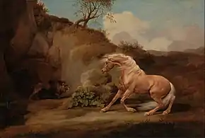 Horse Frightened by a Lion (ca. 1763 -1768), oil on canvas,  70.5 x 104.1&nbsp;cm., Yale Center for British Art