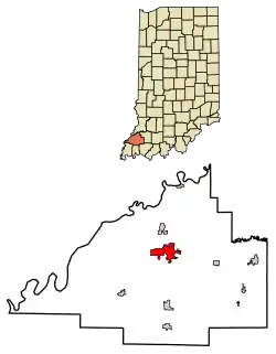 Location of Princeton in Gibson County, Indiana.
