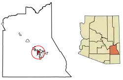 Location of Thatcher in Graham County, Arizona