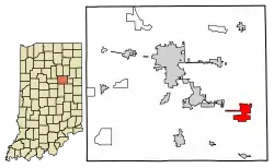 Location of Upland in Grant County, Indiana.