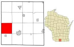Location in Green County and the state of Wisconsin.
