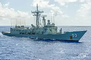 HMAS Sydney (FFG 03) is underway during Pacific Bond 2013