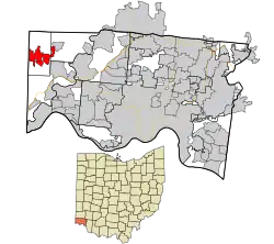 Location in Hamilton County and the state of Ohio