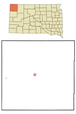Location in Harding County and the state of South Dakota