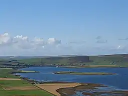 Holm of Grimbister from the east, with Finstown beyond