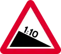 Steep hill downwards ahead