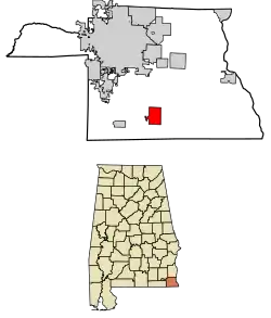 Location of Cottonwood in Houston County, Alabama.