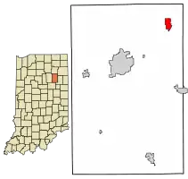 Location of Roanoke in Huntington County, Indiana.