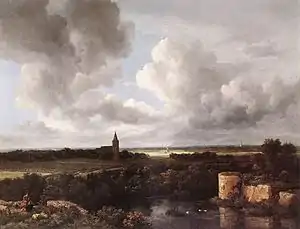 A Landscape with a Ruined Castle and a Church, by Jacob van Ruisdael, National Gallery