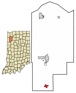 Location of Remington in Jasper County, Indiana.
