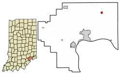 Location of Canaan in Jefferson County, Indiana