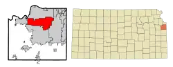 Location within Johnson County and Kansas