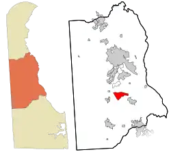Location in Kent County and the state of Delaware.