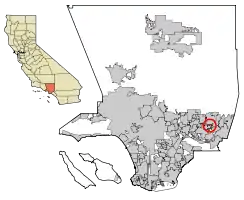 Location of Charter Oak in Los Angeles County, California.