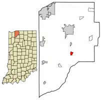 Location of Kingsford Heights in LaPorte County, Indiana.