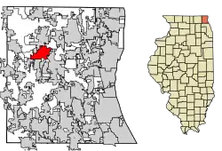 Location of Round Lake Beach in Lake County, Illinois.