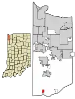 Location of Schneider in Lake County, Indiana.