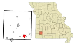 Location of Aurora, Missouri