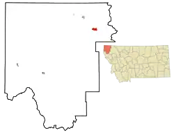 Location of Fortine, Montana