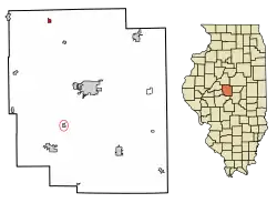 Location of Emden in Logan County, Illinois.