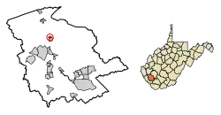 Location of Mitchell Heights in Logan County, West Virginia.