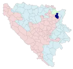 Location of Lopare within Bosnia and Herzegovina
