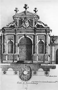 Original design of the Medici Fountain in the Luxembourg Garden  (1660 engraving)