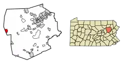 Location of New Columbus in Luzerne County, Pennsylvania.