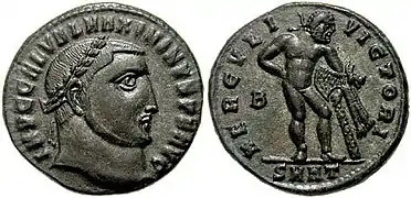 Follis of Maximinus Daza (r. 305–313) issued in Perinthus c. 313