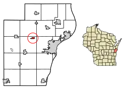 Location of Whitelaw in Manitowoc County, Wisconsin.