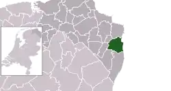 Highlighted position of Bellingwedde in a municipal map of Groningen