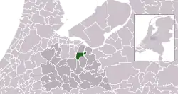 Highlighted position of Baarn in a municipal map of Utrecht