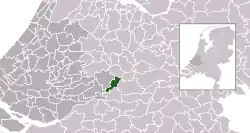 Highlighted position of Leerdam in a municipal map of South Holland