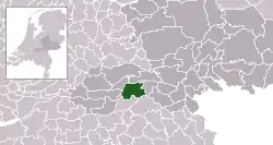 Highlighted position of West Maas en Waal in a municipal map of Gelderland