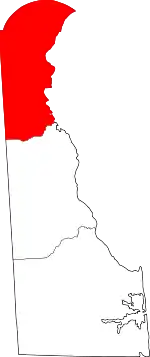 State map highlighting New Castle County