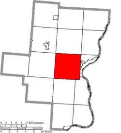 Location of Green Township in Gallia County