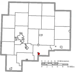 Location of Senecaville in Guernsey County